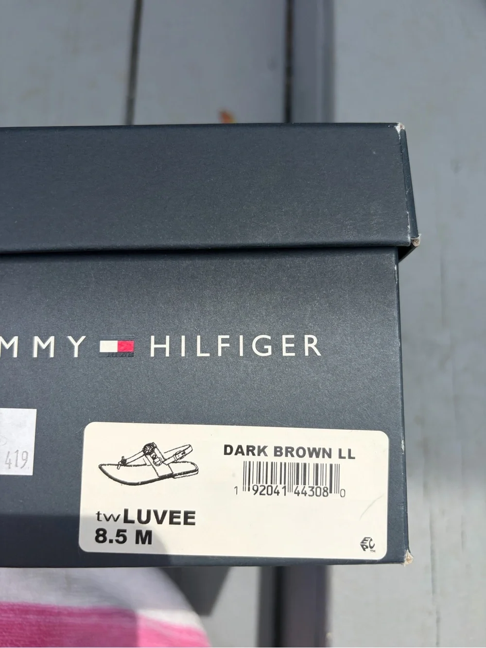 Tommy Hilfiger Tan Leather T-Strap Sandals with Gold Logo